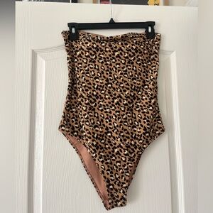 Aerie Leopard Print One-Piece Swimsuit Medium